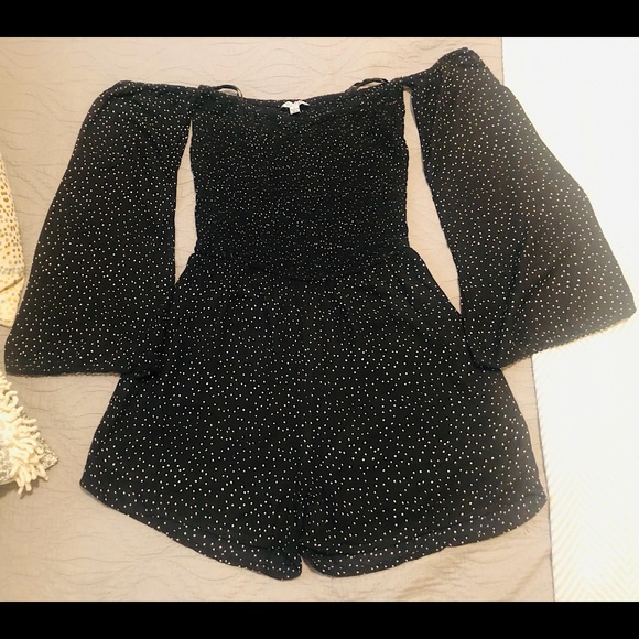 Fashion Nova Polka dot off shoulder Romper
